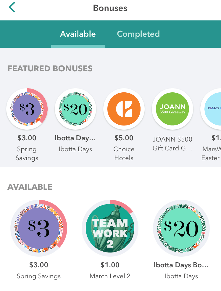 Ibotta Bonuses for saving money