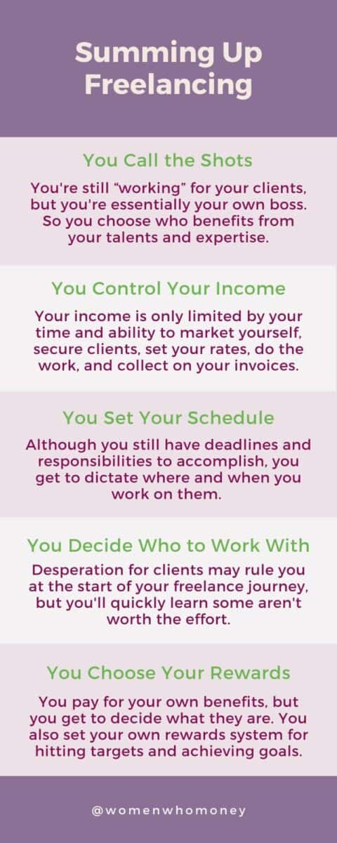 the benefits of freelancing infographic