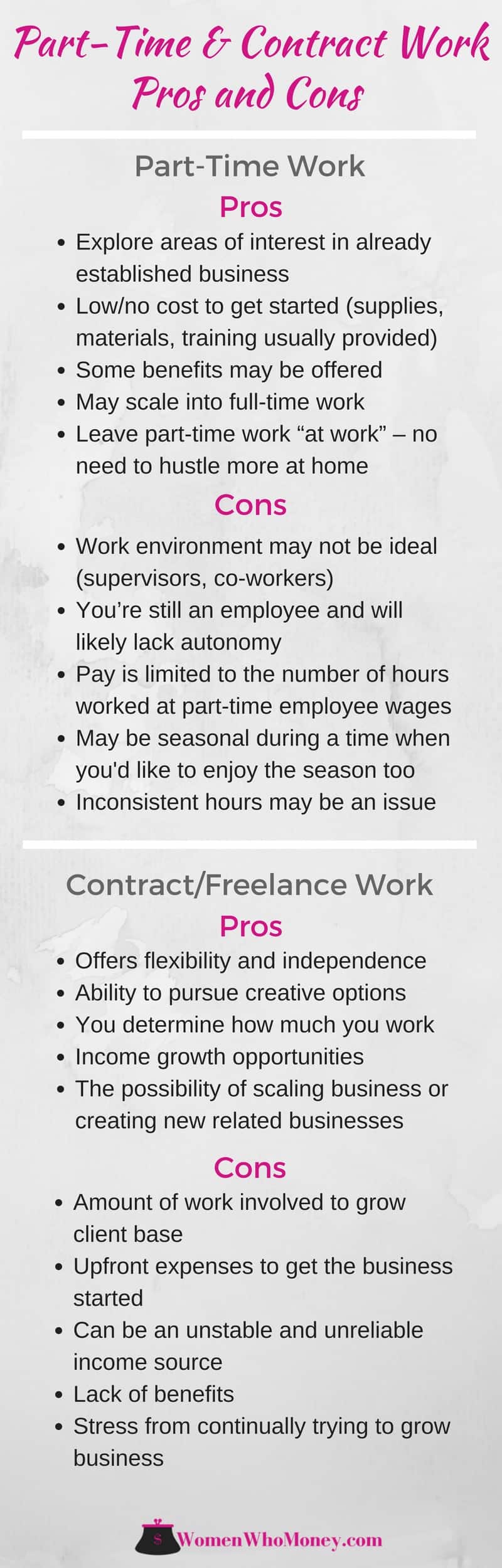 Understanding the differences between part-time work and contract work, as well as the tax implications and the benefits and drawbacks, can help you make the best decision for your particular situation and interests.