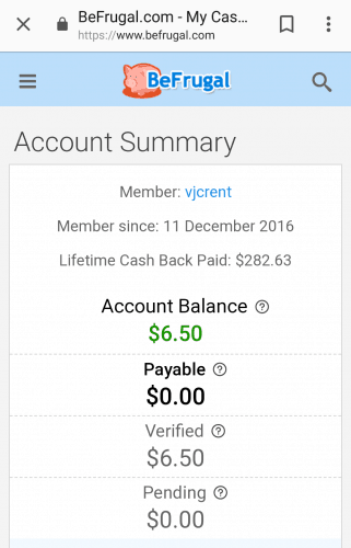 Be Frugal Account Summary