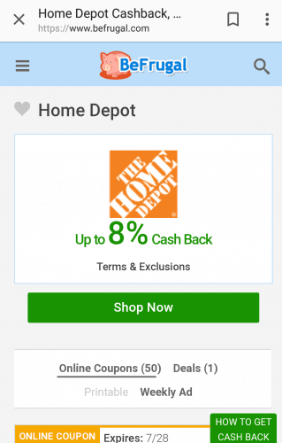 Be Frugal savings at Home Depot