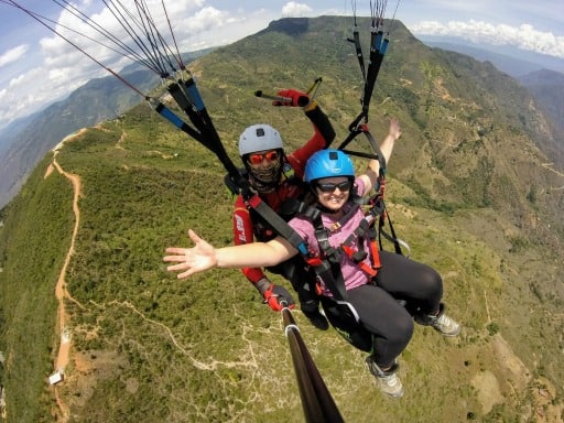 Bonnie paragliding over Columbia