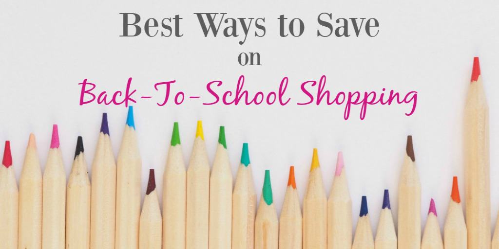 The words best ways to save on back to school shopping on a photo of colored pencils on a white background