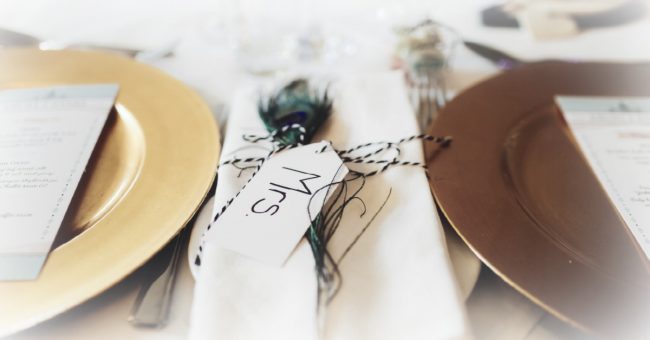 place setting at a wedding reception 