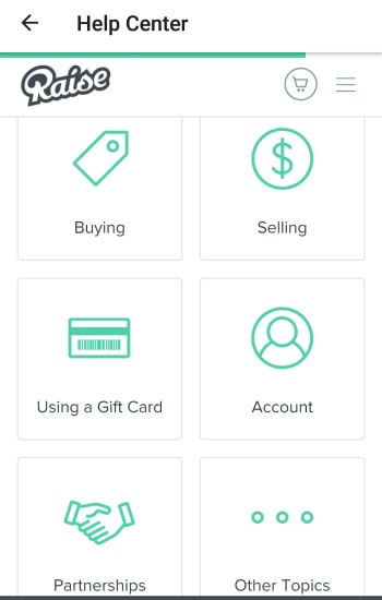 raise.com help center on the app