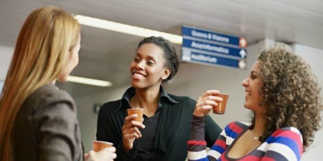 three business women networking