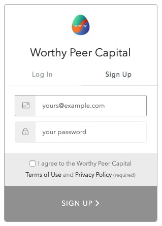 worthy peer capital sign up graphic