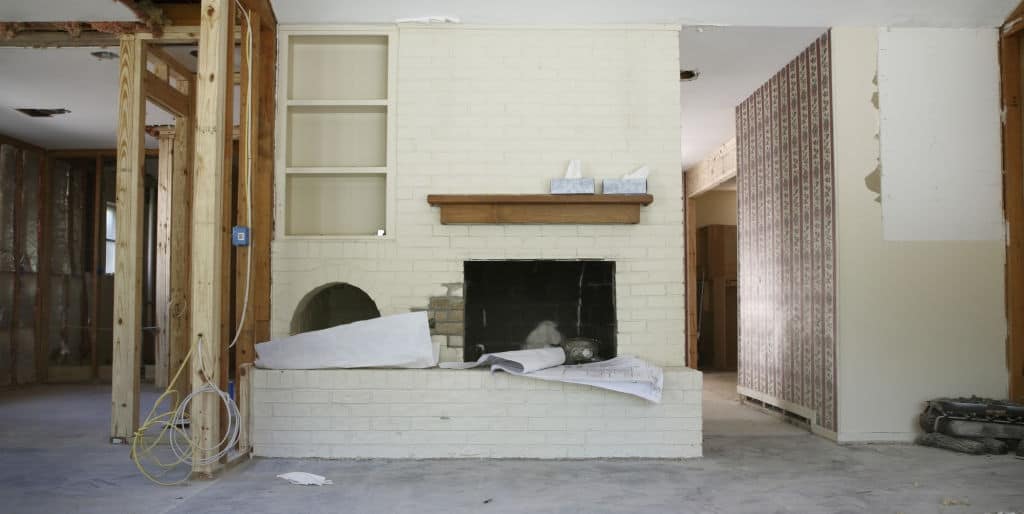 interior of a live-in house flip during renovations