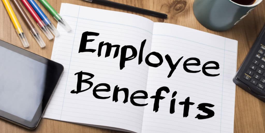 employee benefits written in a notebook