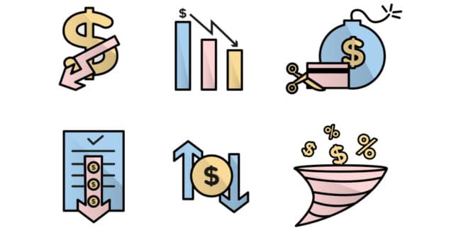 financial and credit card lowering icons