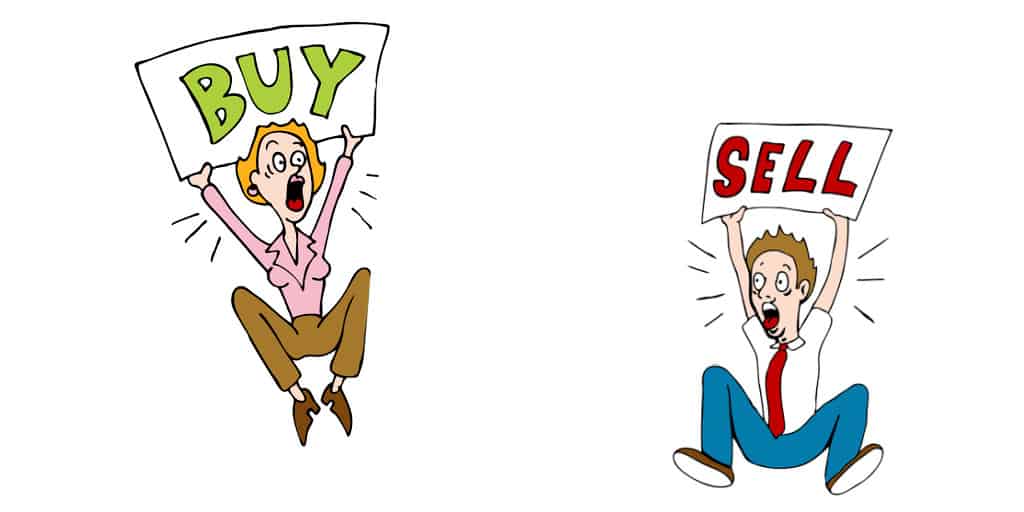 investors yelling buy and sell someone is giving bad investing advice